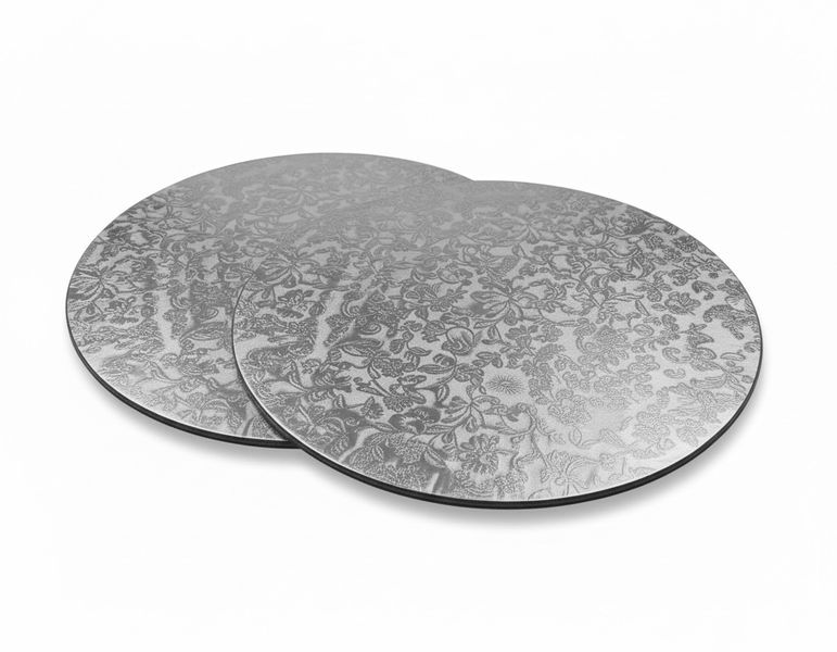Sturdy Cake Plates Boards - Durable - Silver 30cm 2 Pack