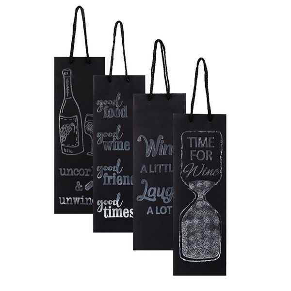 Bulk Pack x 8 Gift-Bag Paper Wine English Words 12x33cm