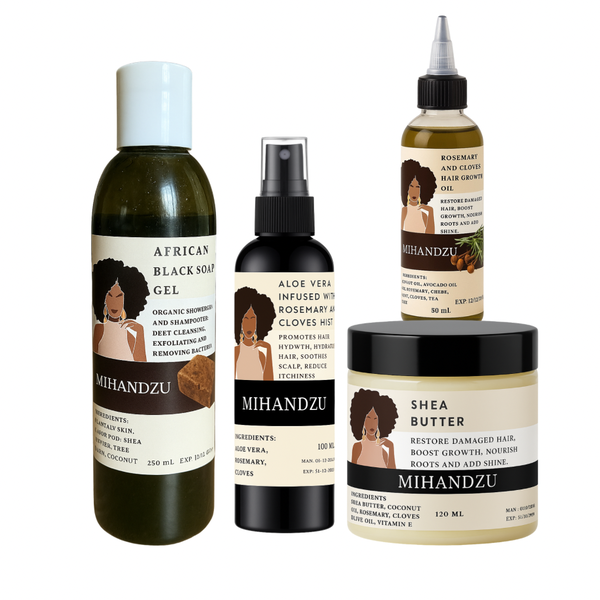 Rosemary, Cloves Aloe Vera Hair Growth Set Shea Butter, Oil, Mist, Shampoo