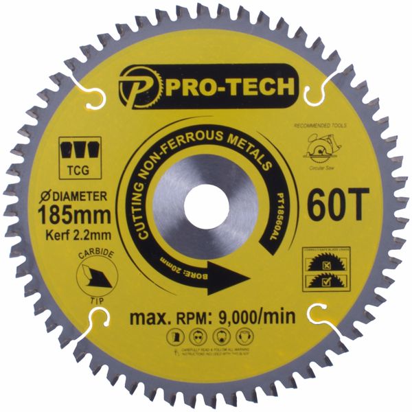 Pro-Tech - Saw Blade 185 x 2.2 x 20 x 60T Alum. Professional - 2 Pack