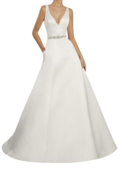 Satin Ivory Beaded Wedding Gown Wedding Dress UK8