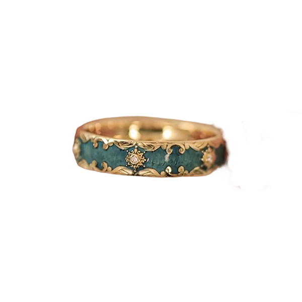 Artisan Enamel Ring - Elegant, Minimalist Design with Verdant Green Finish