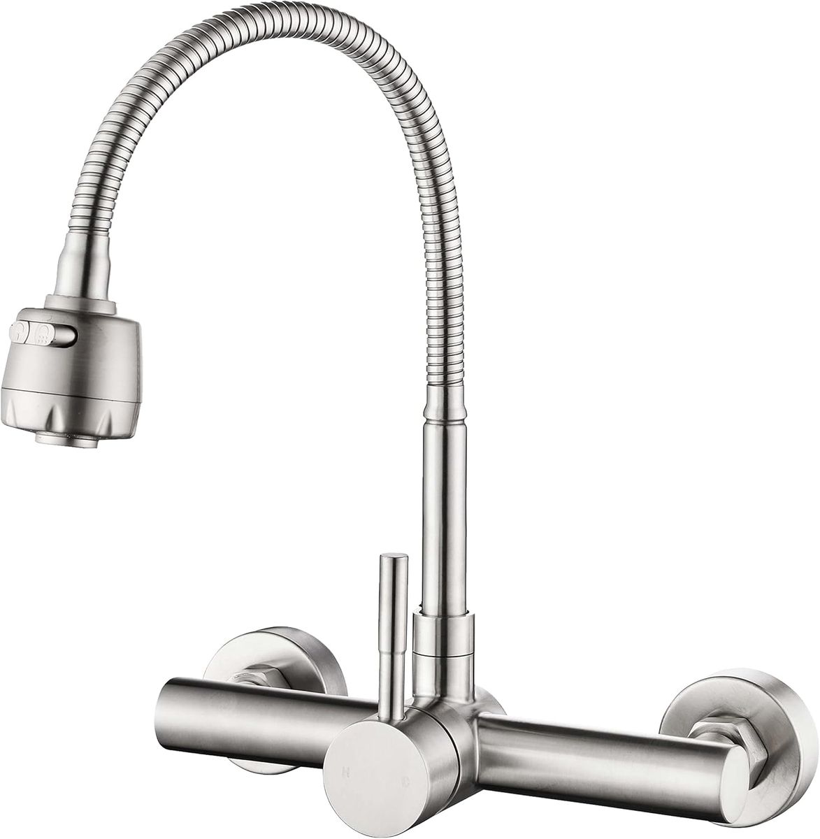 Stainless Steel Wall Mounted Kitchen Sink Mixer Faucet Hose Water Tap