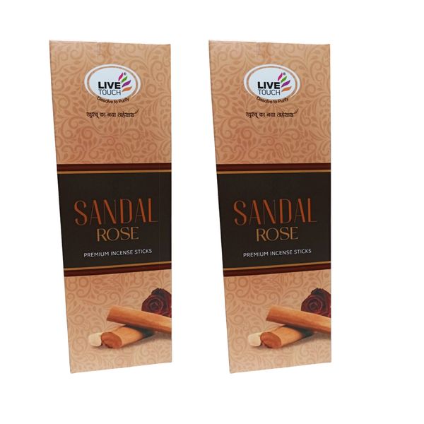 Live Touch Sandal Rose Incense Sticks Pack of 2 x 90g