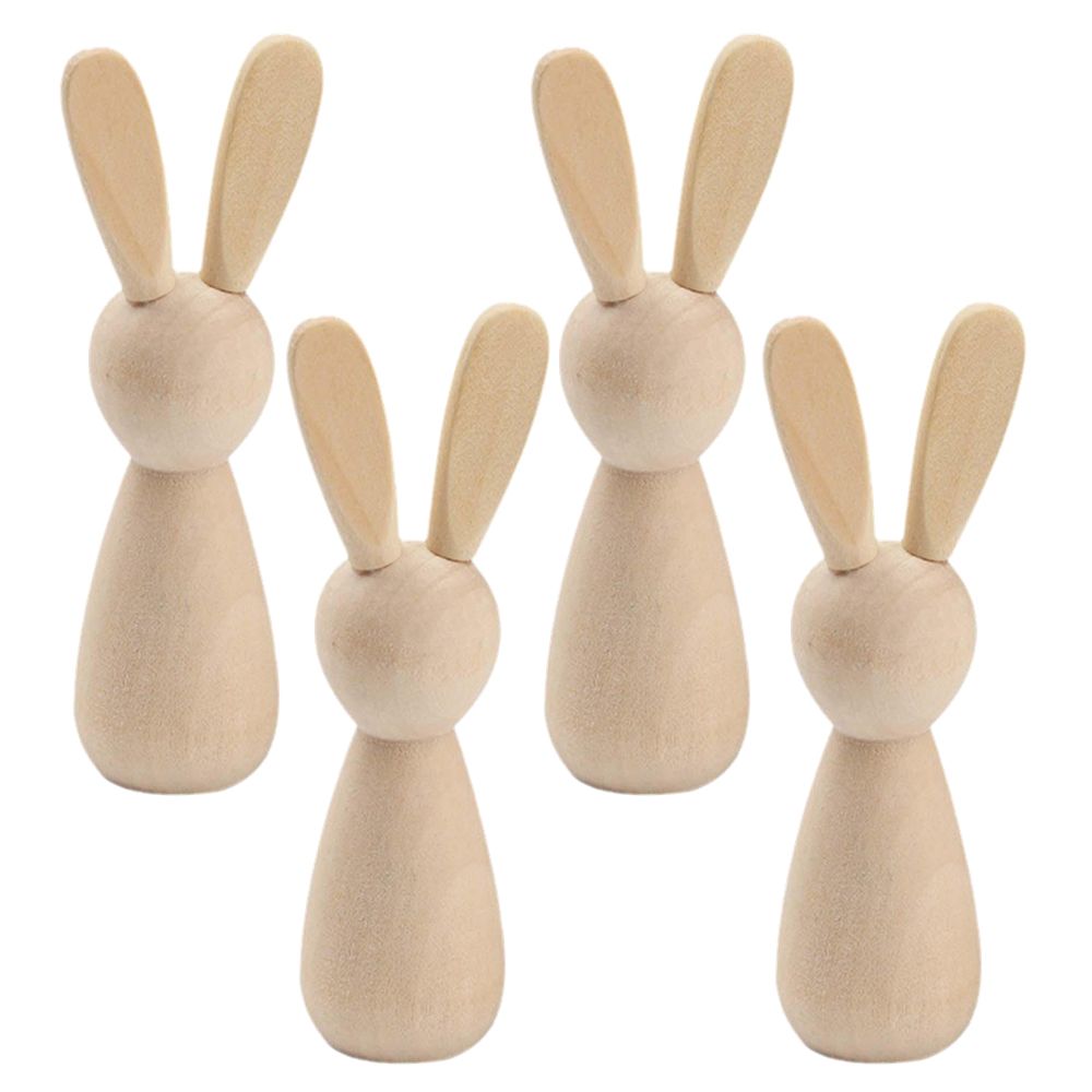 Craft Wooden Rabbit Peg Doll For DIY Arts & Crafts Set of 4 (9cm ...