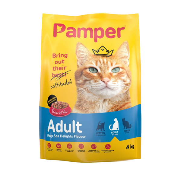 Pamper Adult Dry Cat Food Deep Sea Delights Flavour (1 x 4kg)