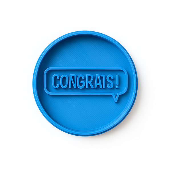 Congrats Fondant Stamp with Circle Cutter - 6cm 3D Printed Baking Tool