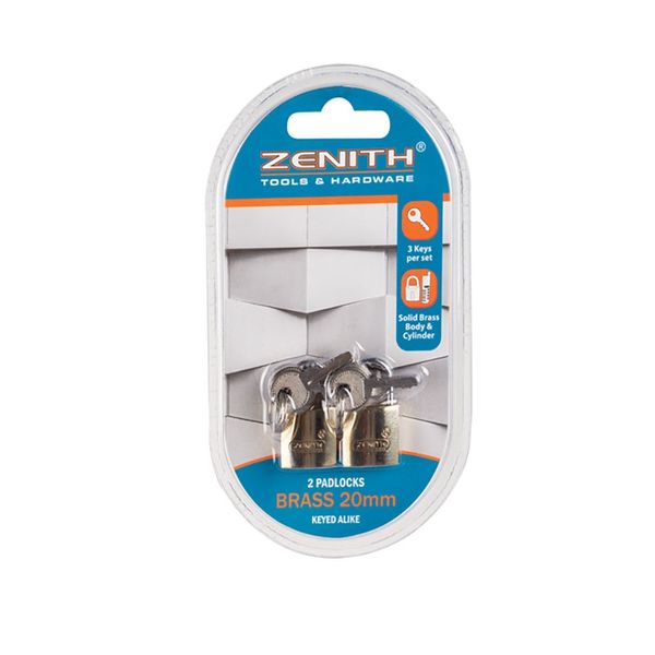 Zentih Padlock Brass 20mm (2 Padlocks)