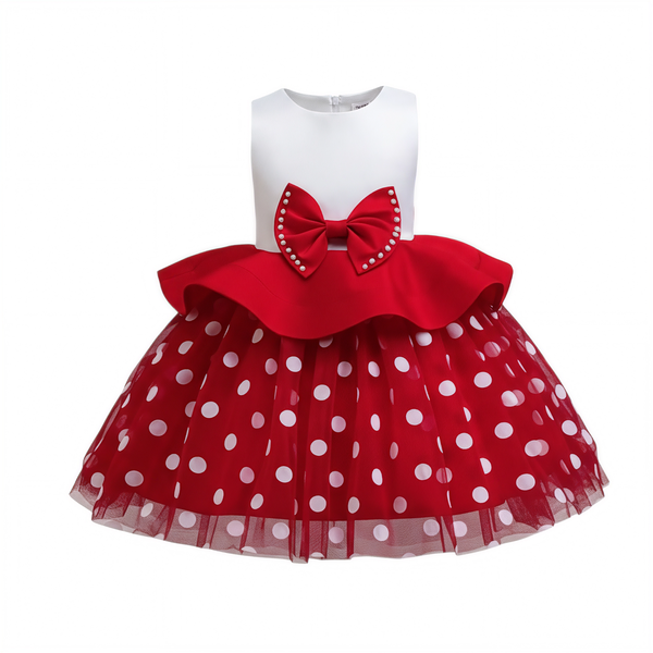 Minnie Mouse Inspired Polka Dot Princess Dress for Girls