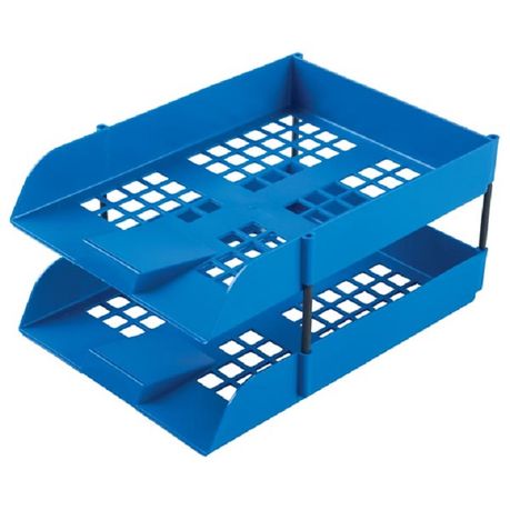 Letter/Filing Trays Complete Set of 3 with risers BLUE 