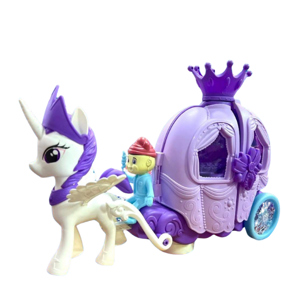 Unicorn and Carriage With Sound and Lights and Make Up Set For Girls