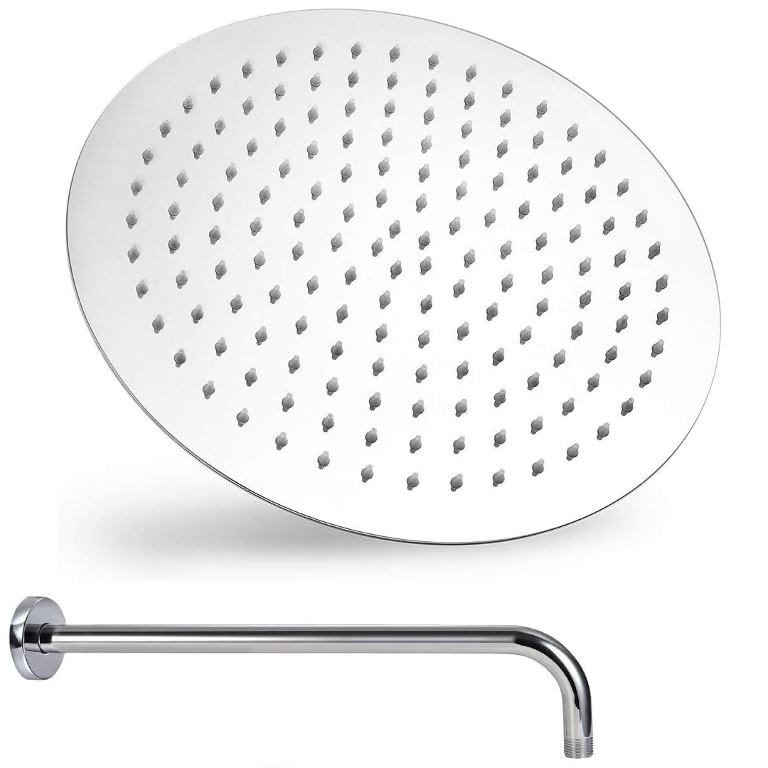 20cm Rain Shower Head With 30cm Extension Arm Made of 304 Stainless Steel