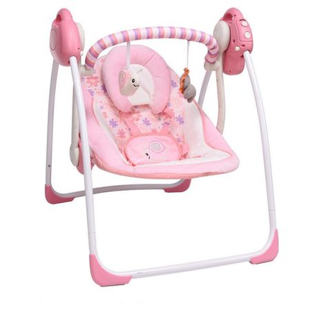 pink portable baby swing
