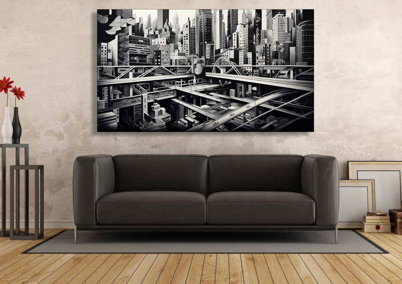 Canvas Wall Art - Monochrome Metropolis - HC1281