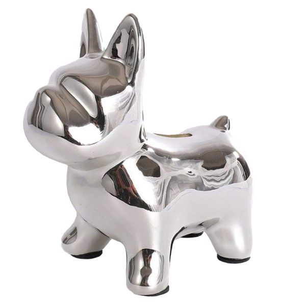 Home Decor Ceramic Crafts Mirror French Bulldog Puppy Piggy Bank (16cm)