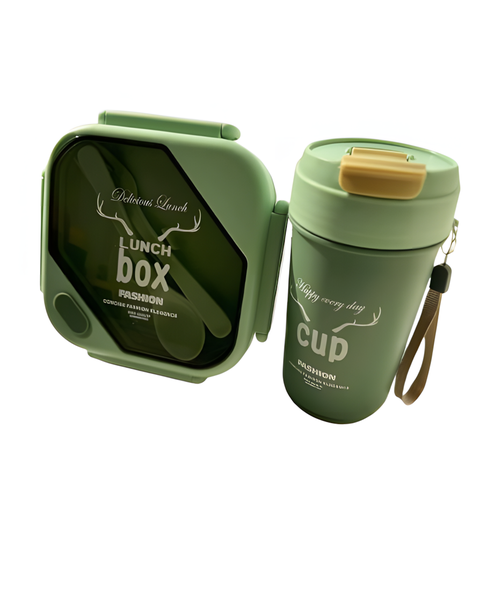 Lunchbox and Flask Cup Set Green