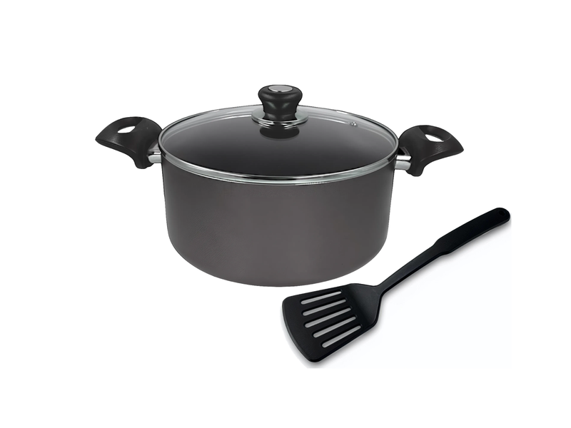 Global Granite Non-Stick Casserole with Glass Lid and Free Spatula