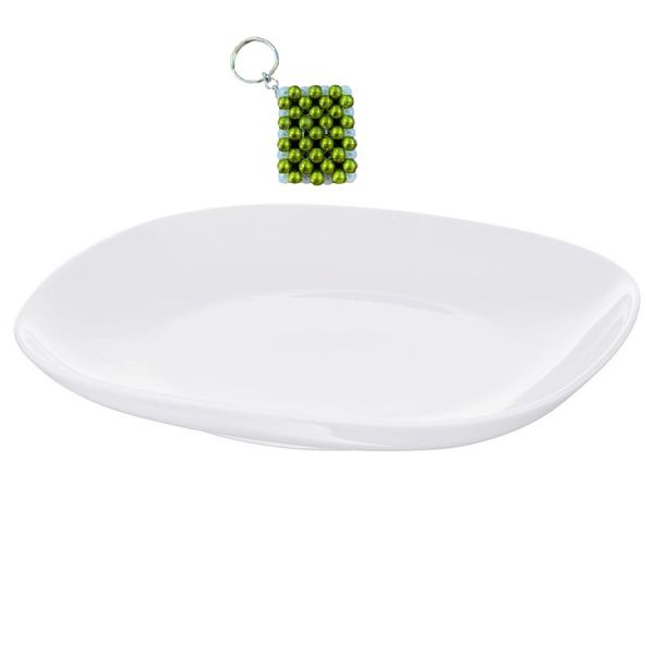 13-Inch White Oval Porcelain Dinner Plate-&amp; Key Holder