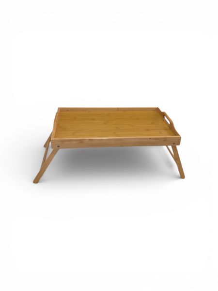 Bamboo Bed Tray Table with Handles and Foldable Legs.