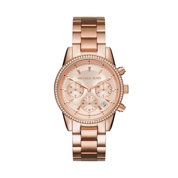 Michael Kors Ritz Womens Rose Gold Watch-MK6357