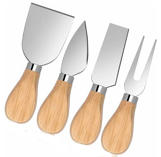 4 Piece Cheese Knives Set with Wooden Handle