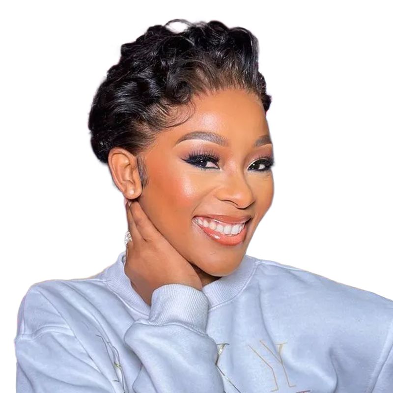 Water Curly Pixie Frontal Wig-13x1 Full Lace Brazilian Hair-Bresilienne