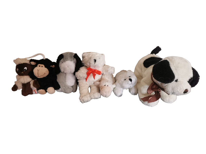 7 Pack of Cream and Black Teddy Bears