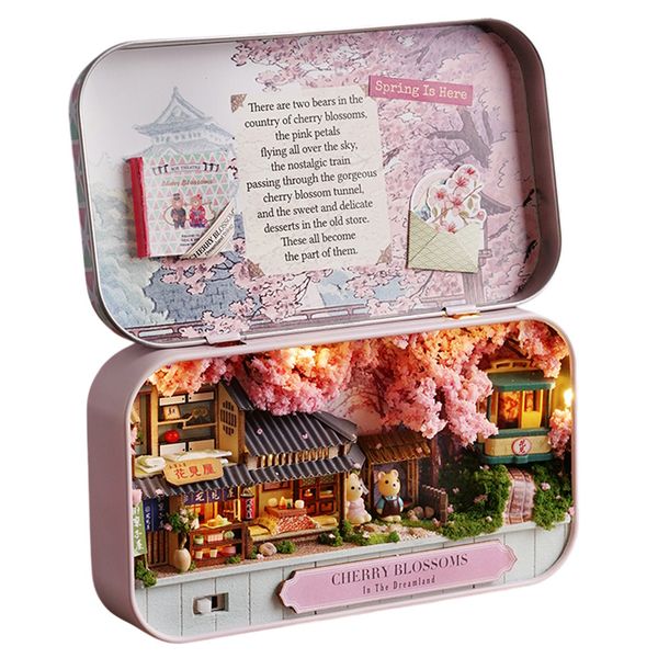 Cute Room Cherry Blossoms DIY Miniature Scene Box Kit (16.4cm Tall)