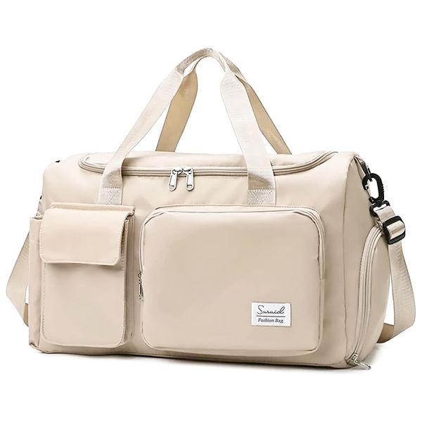 Flexora Active Pro Yoga Gym &amp; Travel Duffel Bag with Shoe Compartment White