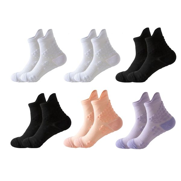 Athletic Ankle Socks 6pack Women Crew Socks White Black Light Pink Purple