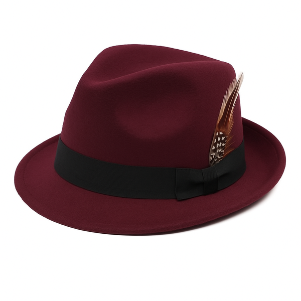 Fedora Panama Trilby Maroon Hat - 58 cm