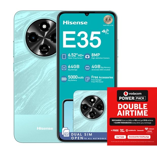 Hisense E35 64GB Dual Sim - Blue + Vodacom SIM Card Pack