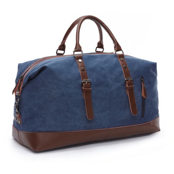 Canvas Travel Duffel Bag with Microfiber Leather - Large Capacity Design