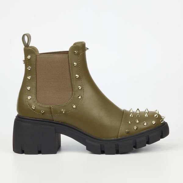 Rock &amp; Co Spike 1 Women Faux Leather Ankle Boots - Olive