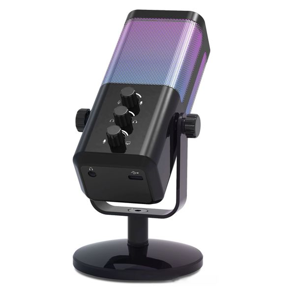 USB Gaming Microphone with Game Chat Balance, RGB Condenser Mic