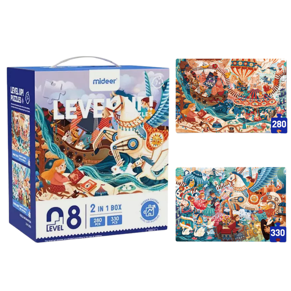 Mideer - Level Up Jigsaw Puzzle for Kids - 2-in-1 Level 8 Fantasy World