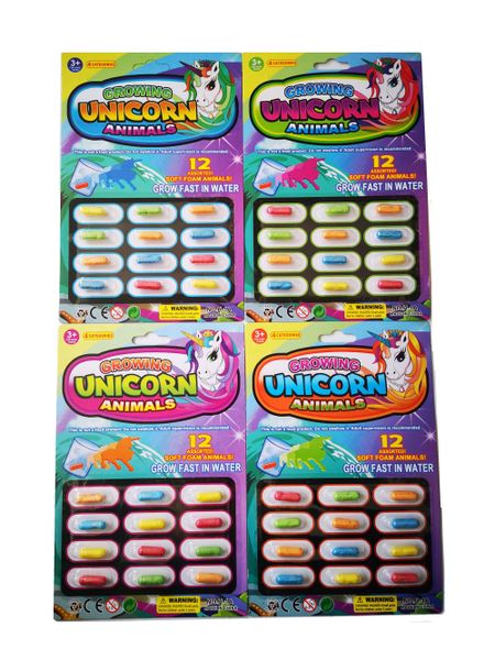 Growing Unicorn Animals - Assorted Soft Foam Animals - 4 x Packs