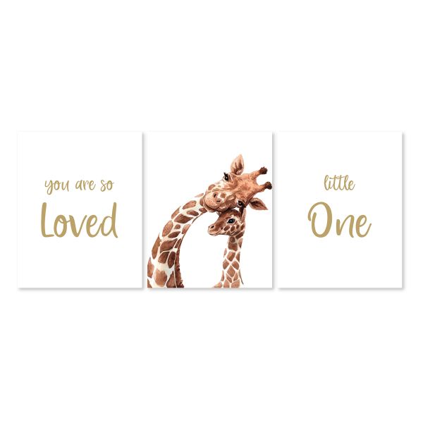 Nursery Wall Art - Giraffe So Loved - A3