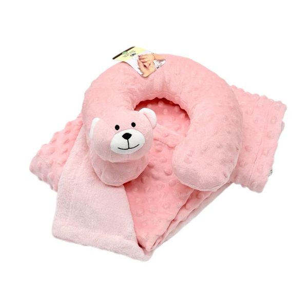 2in1 Baby Cotton Blanket With Bear Pillow Soft Cozy For Baby