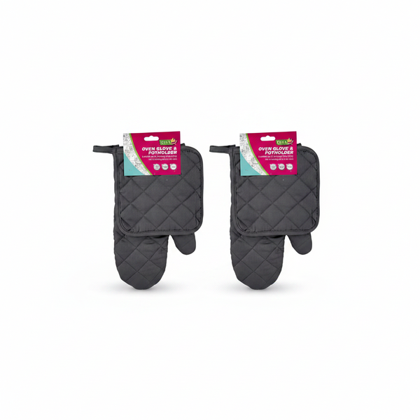 Disa Cotton Oven Mitt and Pot Holder Set, Heat Resistant 2 Piece - 2 Pack