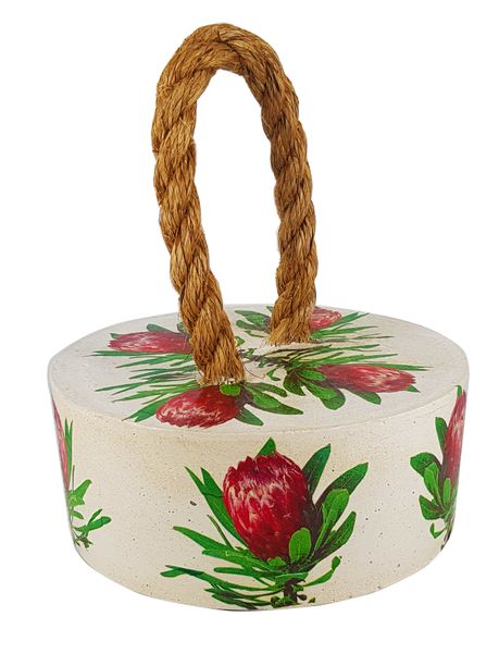 Perfectly Potty - Large Artisan Rope &amp; Cement Door Stopper - Protea