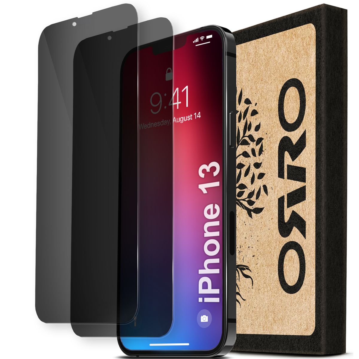 ORRO iPhone 13 Full Privacy Anti Spy Glass Screen Protector 2 Pack