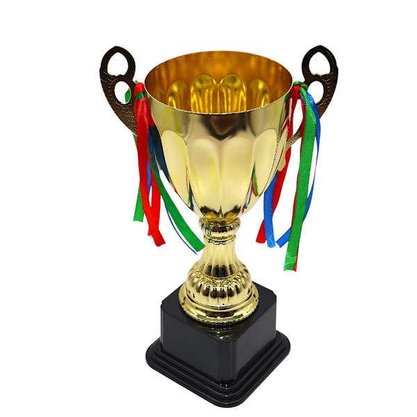Metal Trophies Cup with Ribbon - Gold
