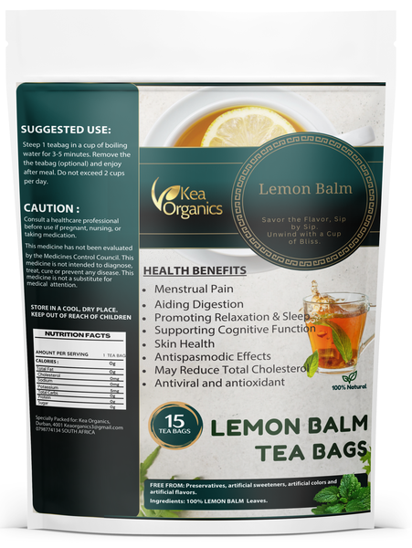 Kea Organics - Lemon Balm Tea bags - 15 Tea bags