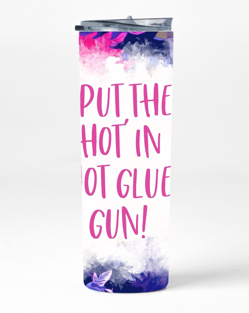 Hot glue gun 20oz insulated skinny tumbler sublimation with straw 017