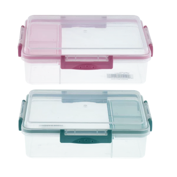 Transparent Plastic Rectangular 2 Lunch Box Set