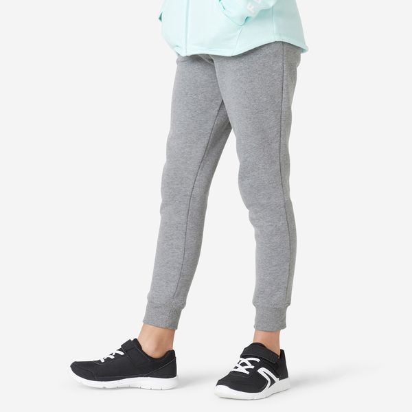 Domyos Girls' Warm Jogging Bottoms 500 - Mid Grey Marl