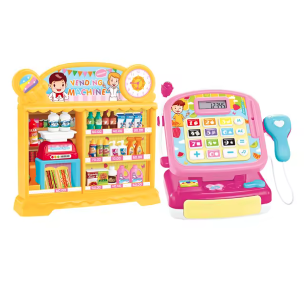 Mini Supermarket Toys Kids Cash Register For Girls Store Play Food Set