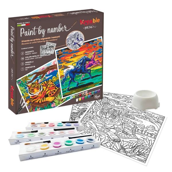 Toy Color Kreable - Paint by Number Gift Box: 18 Acrylics + Brushes - 26pcs