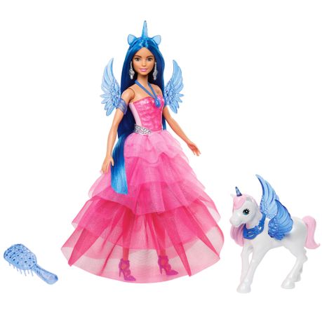 Barbie Unicorn 65th Anniversary Doll with Blue Hair and Pink Gown